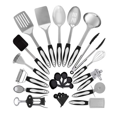 Stainless Steel Kitchen Utensil Set - 25 Cooking Utensils - Nonstick Kitchen Utensils Cookware Set